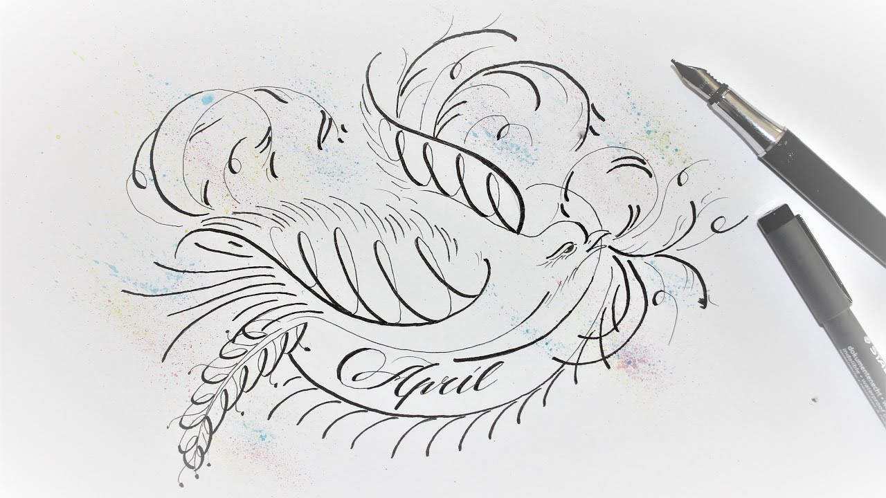 how to draw a flourish bird in normal pen - easy way for beginners