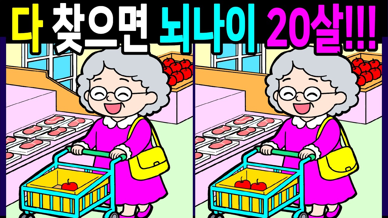 두뇌나이 테스트 생각보다 은근히 헷갈려요! 다 찾으면 뇌나이 20대! 관찰력이 좋아지는 다른그림찾기 뇌가 40배 좋아합니다!【 Find Difference 間違い探し】