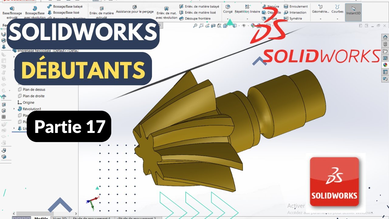 Tutoriel SolidWorks : Création d'un engrenage conique hélicoïdal en un rien de temps
