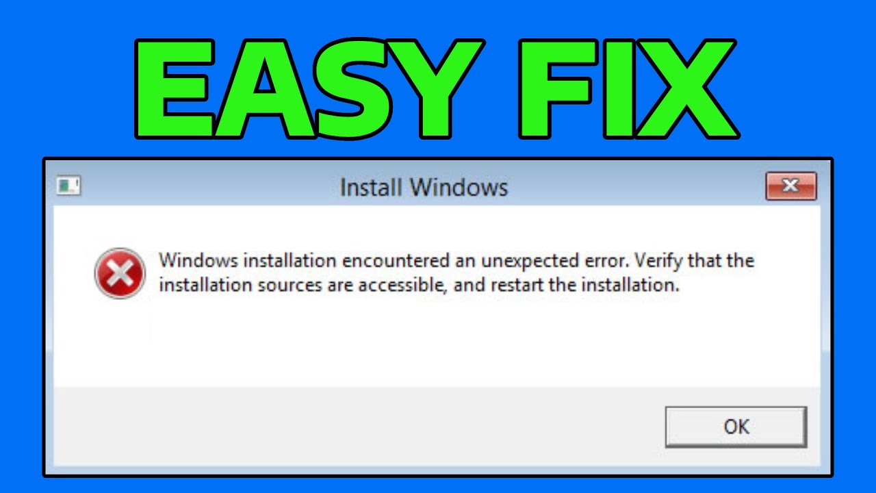 How To Fix 0X0000005 Windows Installation Encountered an Unexpected Error (BOOTING ERROR)