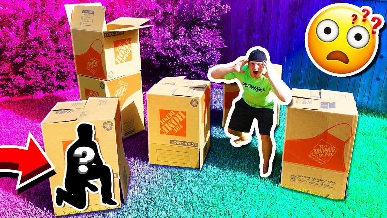 MYSTERY BOX FORT HIDE & SEEK CHALLENGE!