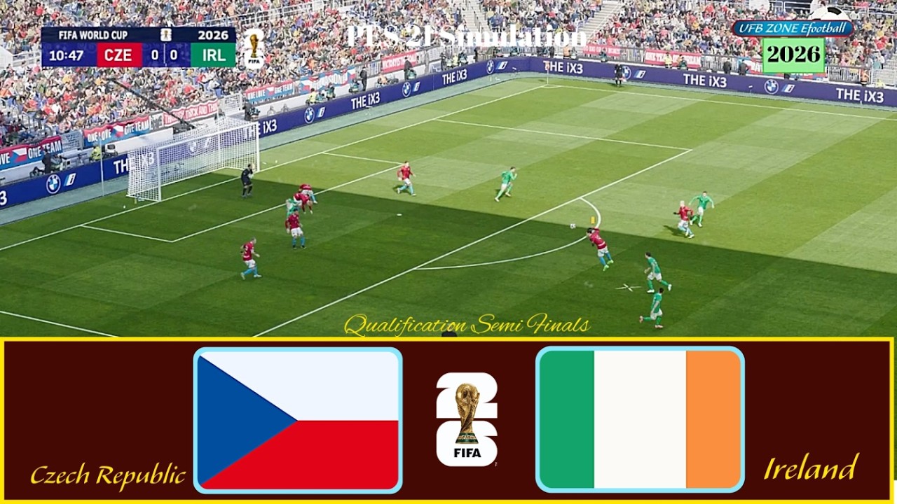 Czech Republic Vs Ireland | World Cup 2026 Qualification Semi Finals | PES 21 Simulation