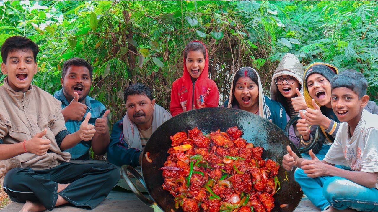 खेत की नई फसल से पहली बार पूरे परिवार ने मिलकर खाया गोभी मंचूरियन GOBI/CAULIFLOWER MANCHURIAN