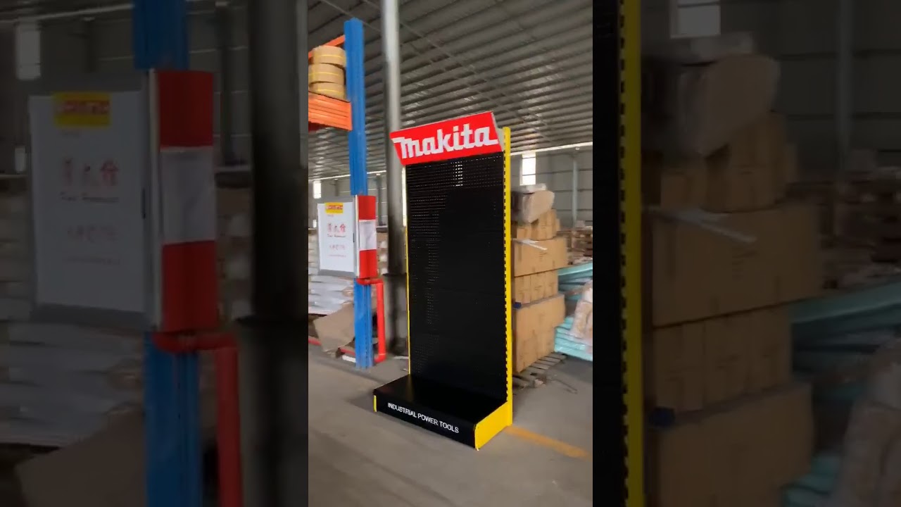 Free standing pegboard advertising garden power tools accessories stand