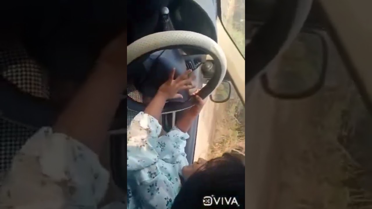 6 years old driving car#rotating stearing