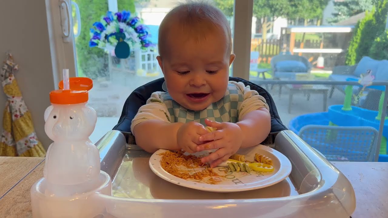 8 Month Old Tries BBQ Chicken! (Cutest Ever!!)