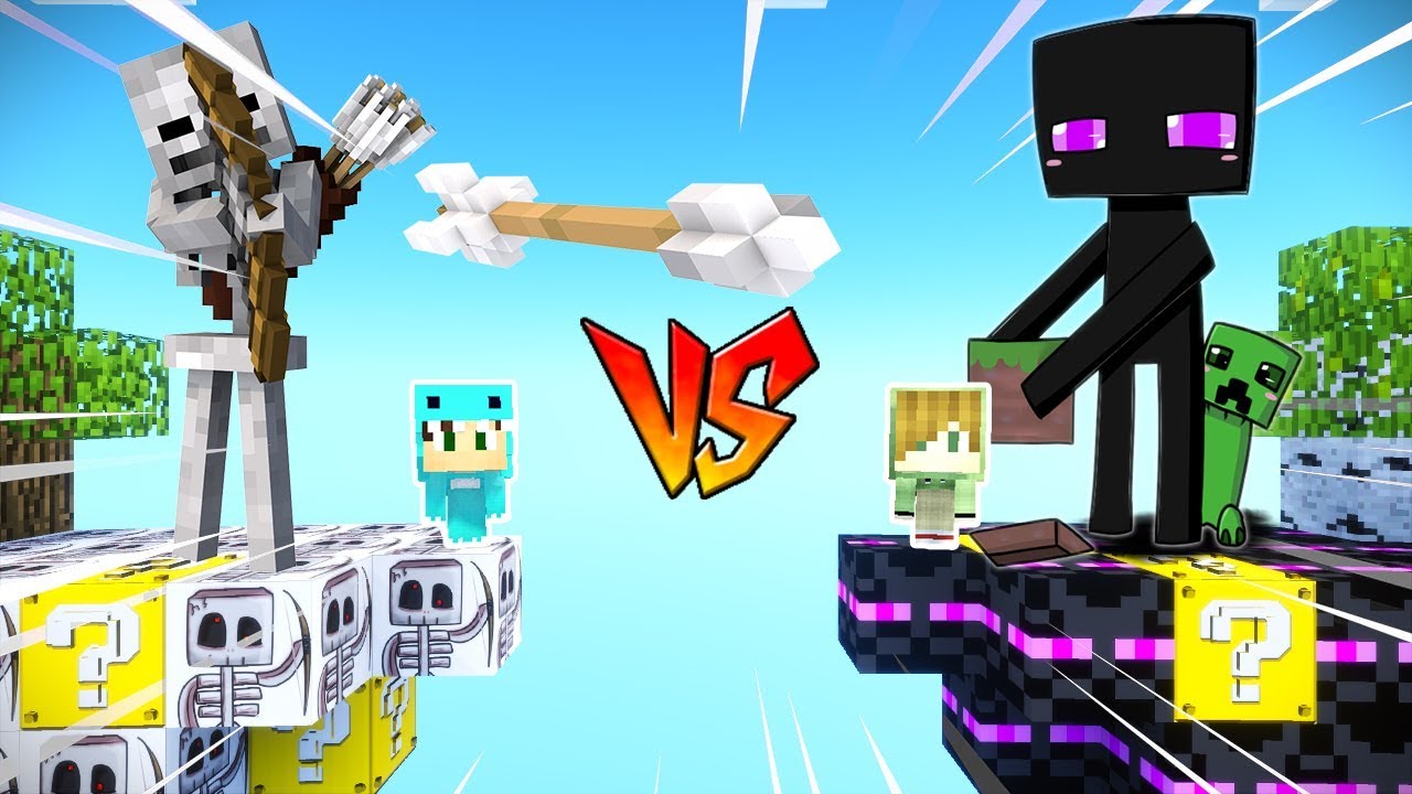 ISLA de ENDERMANS VS ISLA de SKELETON 🌴 MINECRAFT BEBE MILO y VITA MINI JUEGO ISLAS