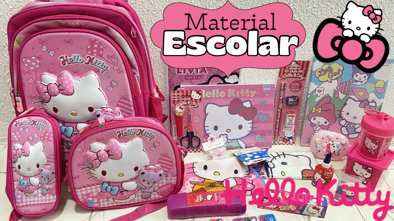 MATERIAL ESCOLAR HELLO KITTY 2026 COMPLETO / 1° dia de aula da Ana Livia 