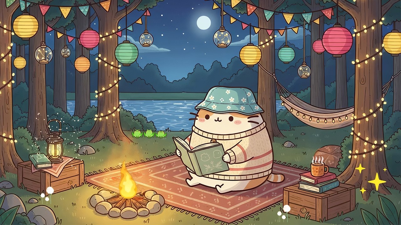 Cozy Summer Camp with Mochi 📚 Summer Lofi 🏕️ Chill Lofi Beats for Focus & Peaceful Escape