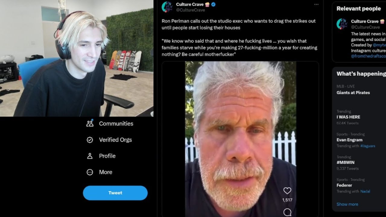 xQc reacts to Ron Perlman calling out studios