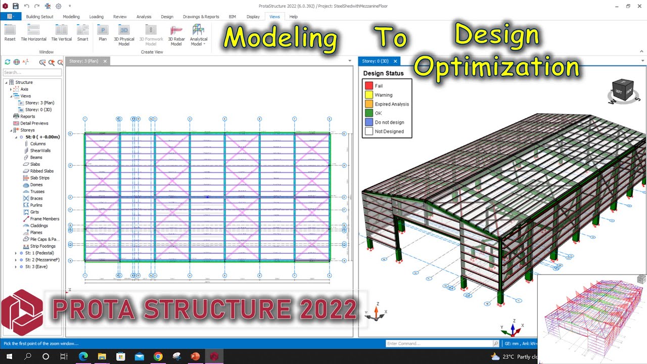 Steel Shed Design in Prota Structure 2022 | Applying Loads Properly | Design Optimization