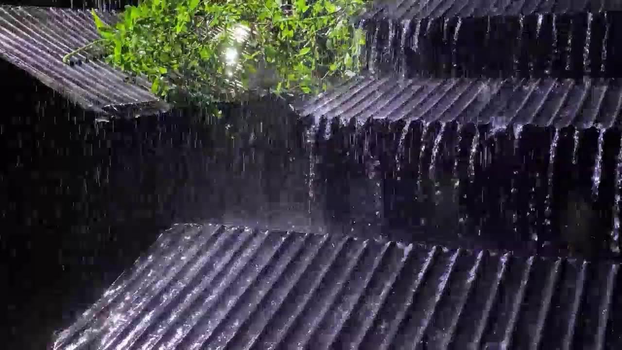 Instant Stress Relief 🌧️ Night Rainstorm on Tin Roof