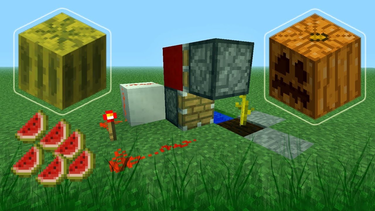 Minecraft How to Build a Fully Automatic Melon and Pumpkin Farm