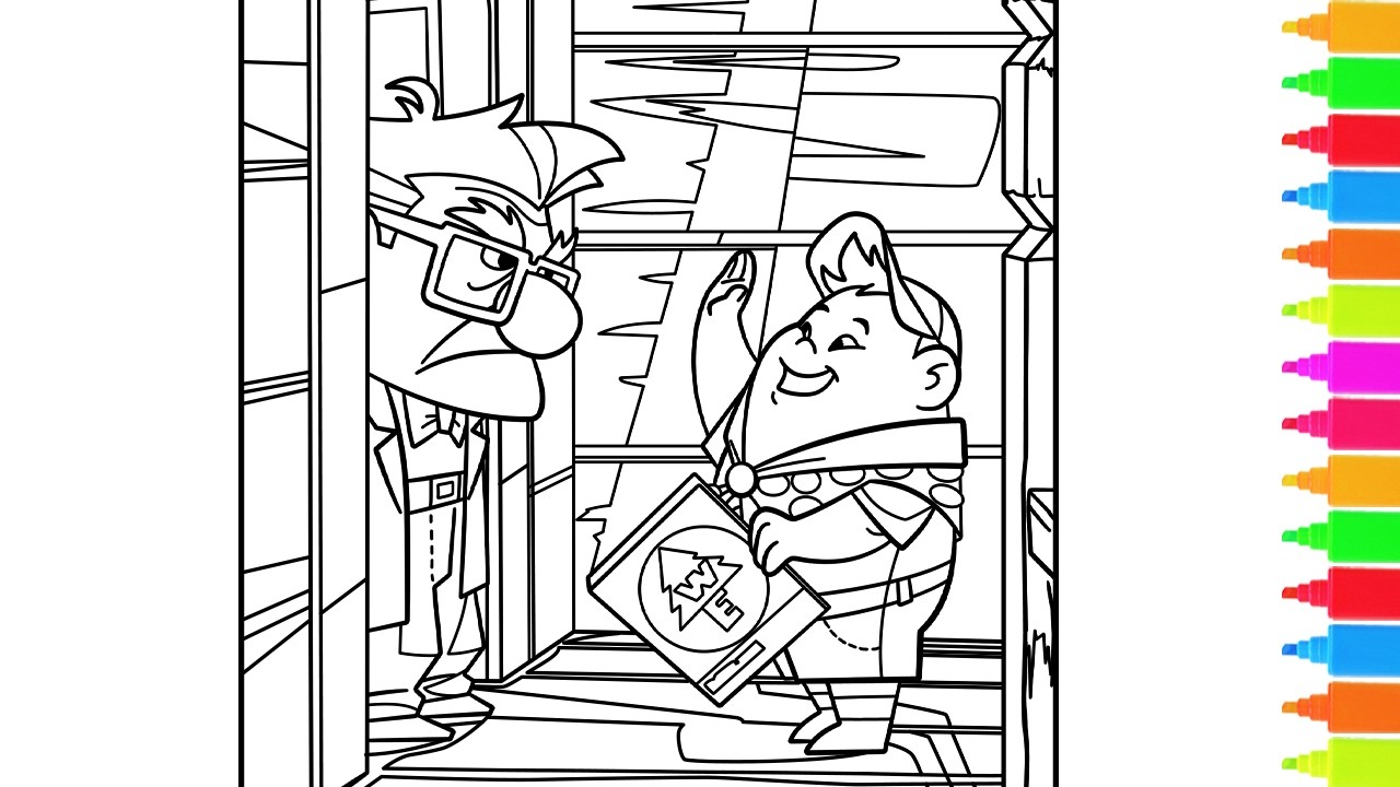 Coloring Disney Pixar UP Carl Meet Russell, Special Mission, Married Life | Coloring Pages