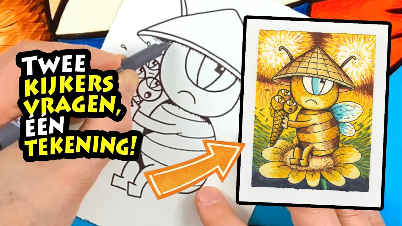 Twee Kijkersvragen, Eén Tekening ✏️ Aflevering 1 🐝 Honingbij & 🎩 Chinese Hoed