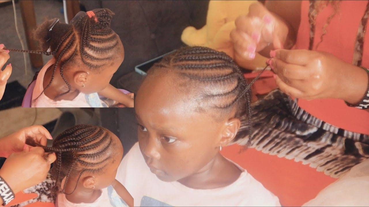 Cute & Simple Up-and-Down Braids on Natural African Hair | Healthy Kids Hair Routine #muminawellness