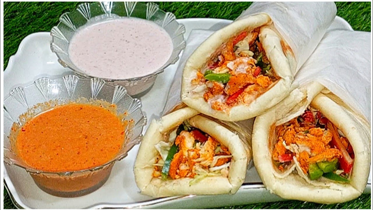 Arabic Chicken Shawarma Recipe At Home by NQ food recipes | Tahini sauce | Chilli Sauce Recipe