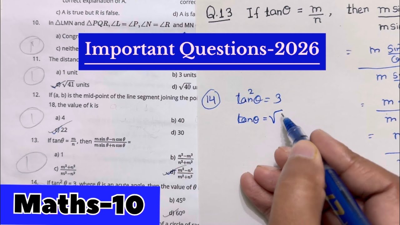 Class 10th maths CBSE Board exam practice test paper solution 2025 ✅ Maths Important Questions 2026 