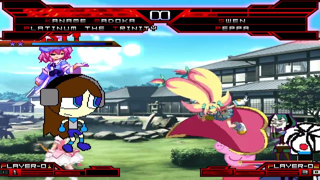 KOF MUGEN Tag Team Madoka K P The Trinity Y Saigyouji Kadariro vs Gwen Peppa Pig Notepad Man Megaten
