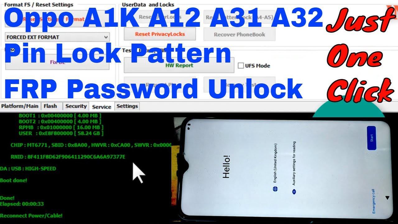 Oppo A1K A12 A31 A32 Pin Lock Pattern frp Password Unlock  one click | gsm indus