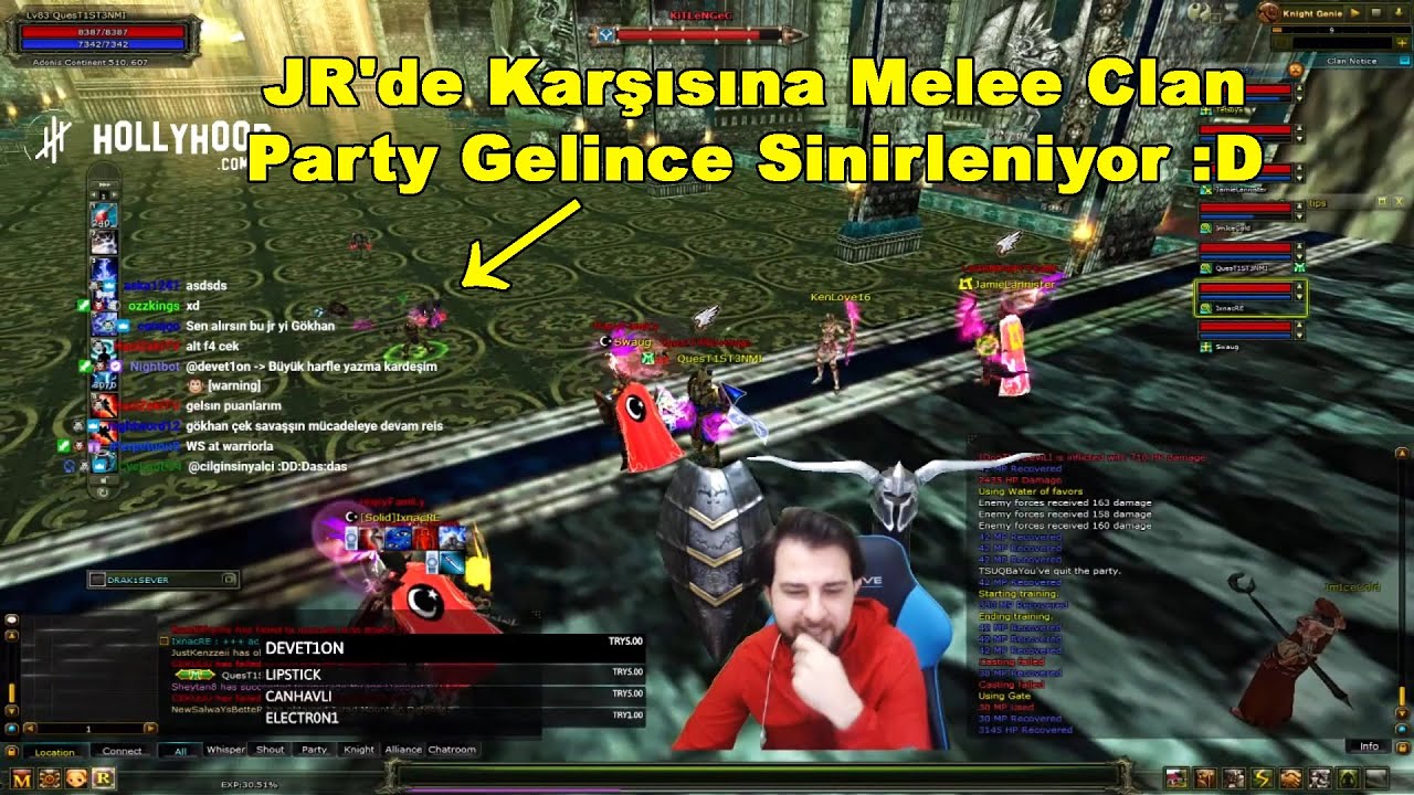 1ST3NM1 - JR'de Karşısına Melee Clan Party Gelince Sinirleniyor :D | Knight Online