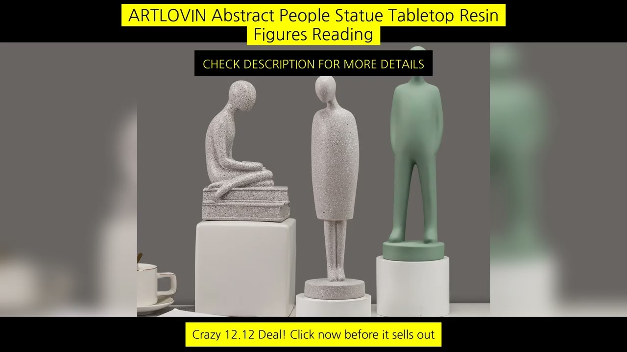 Artlovin Abstract People Statue Tabletop Resin Figures Reading Sculptures