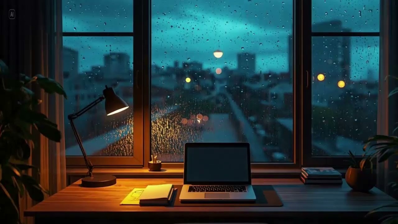 Late Night Desk Rain 🌧️ 20 Minutes Cozy Focus Ambience