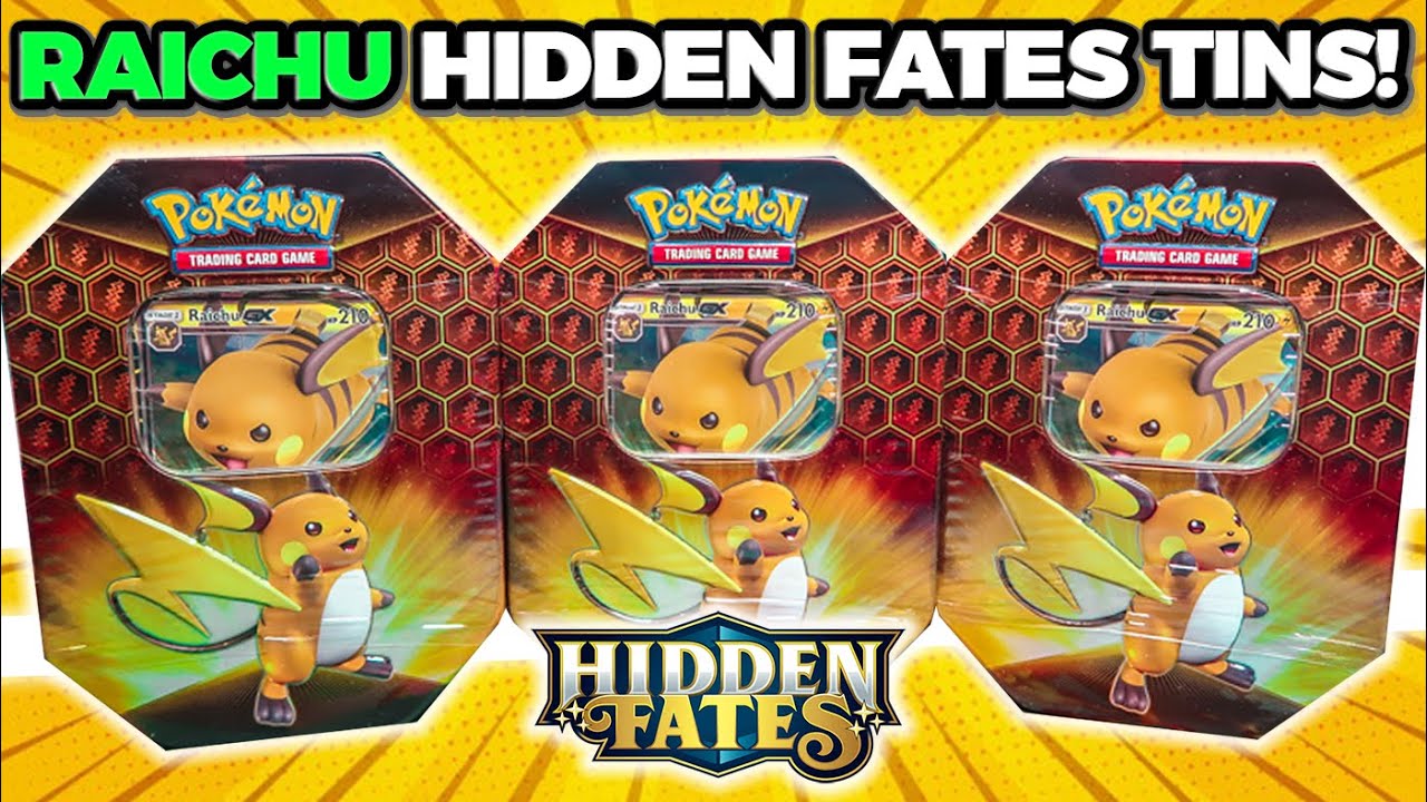 Pokemon Hidden Fates Raichu Tin x 3 Opening! CRAZY PULLS