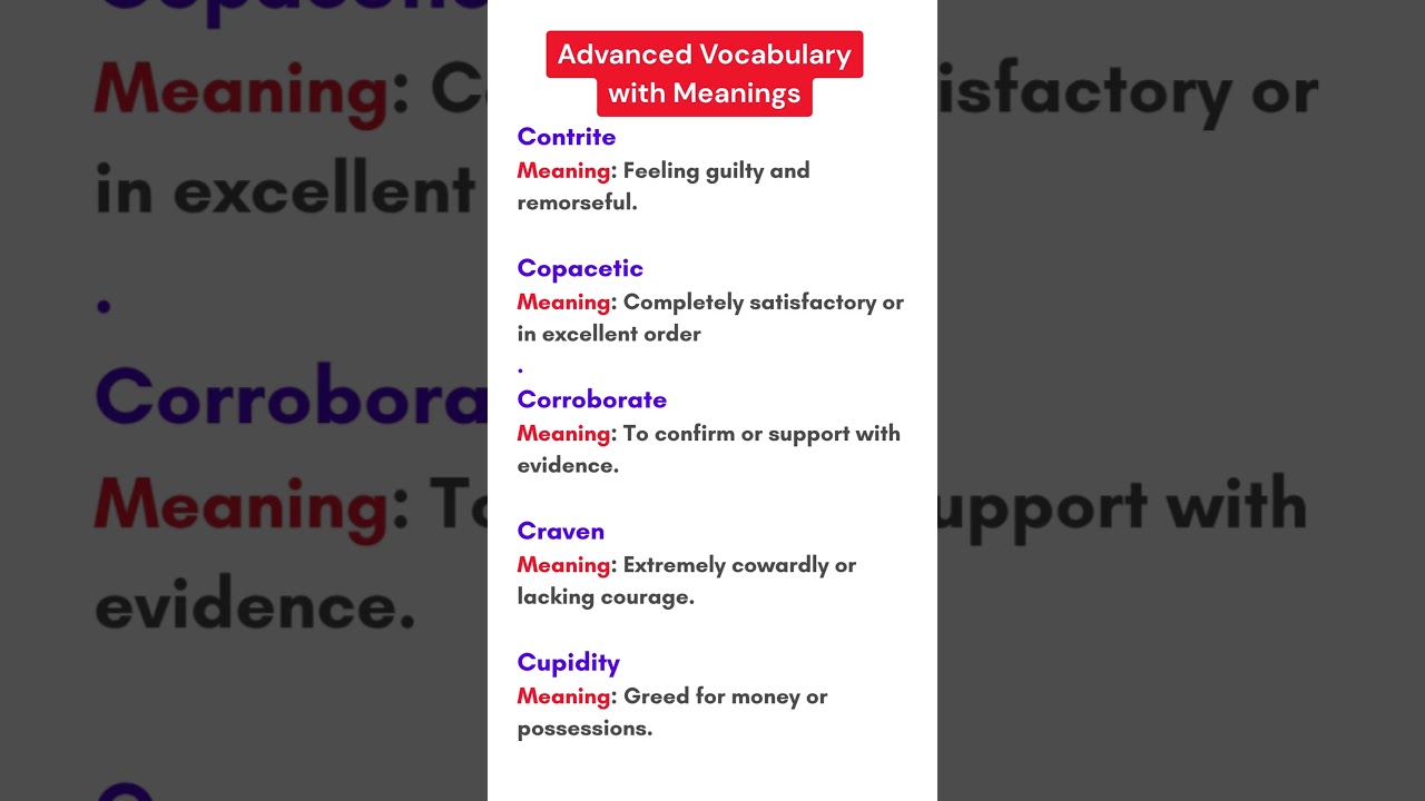 Master English Vocabulary | 100+ Words with Meanings, Examples & Usage Improve Your Language Skills