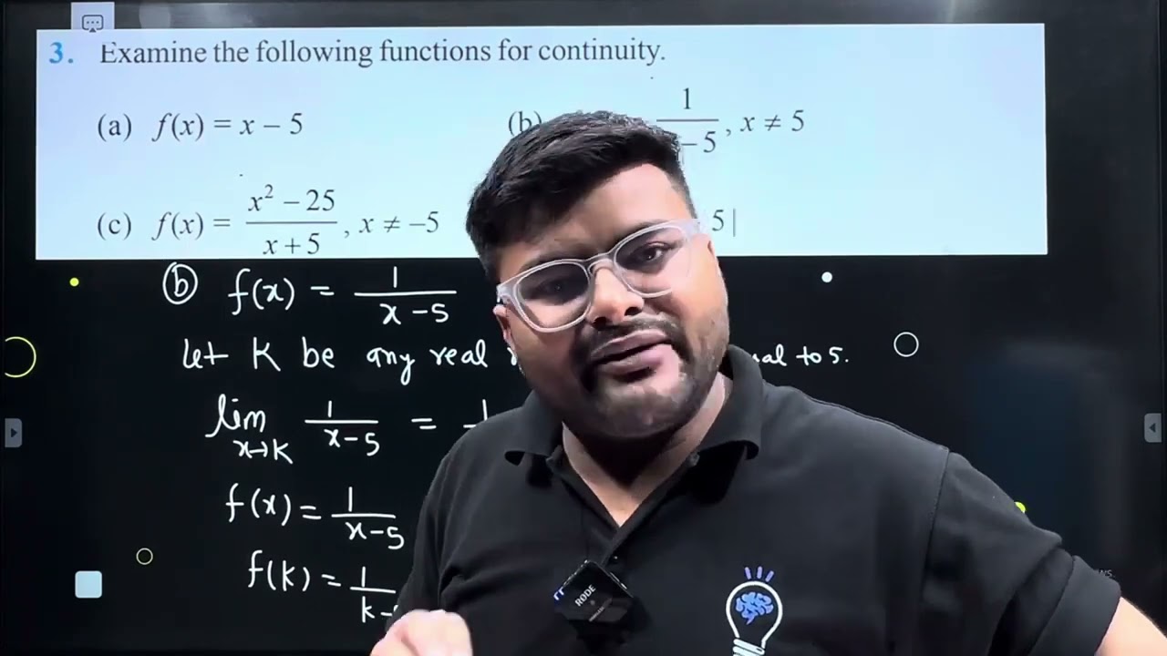 3. Examine the following functions for continuity. f(x) = x – 5 f(x) = 1/(x-5),x ≠5