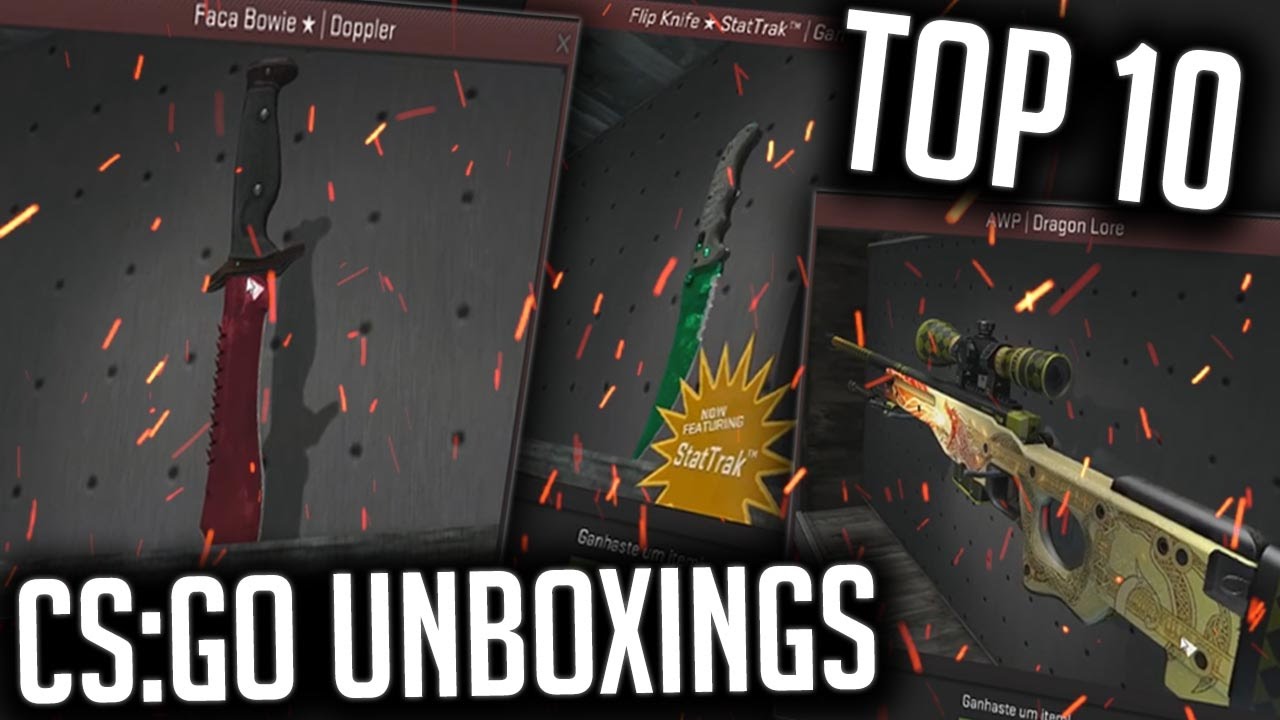 O MEU TOP 10 CS:GO UNBOXINGS ! (KNIFES & DRAGON LORE)