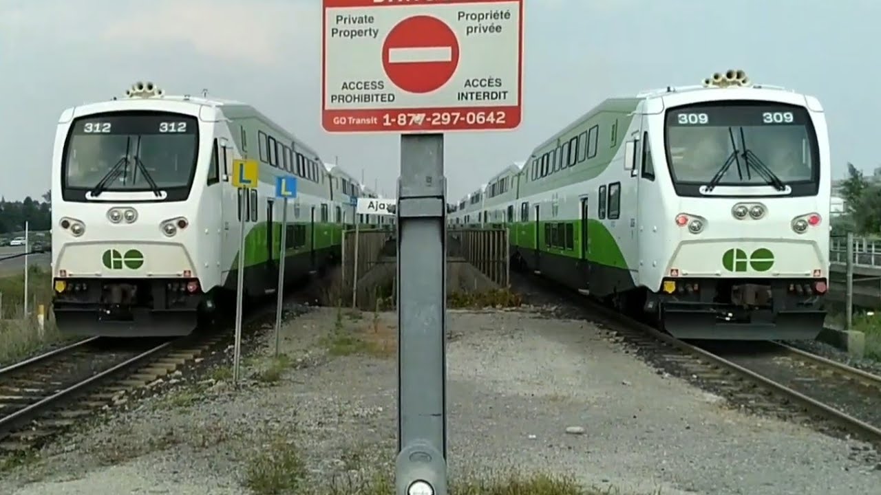 GO Trains and VIA Rail at Ajax GO