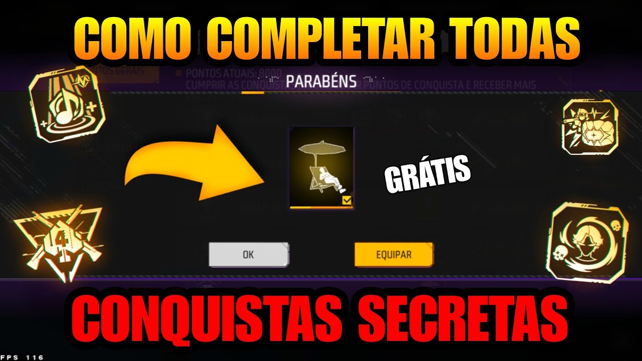 11 CONQUISTAS SECRETAS PRA VOC&Ecirc; DESBLOQUEAR NO FREE FIRE! COMO COMPLETAR TUDO! NOVIDADES FREE FIRE