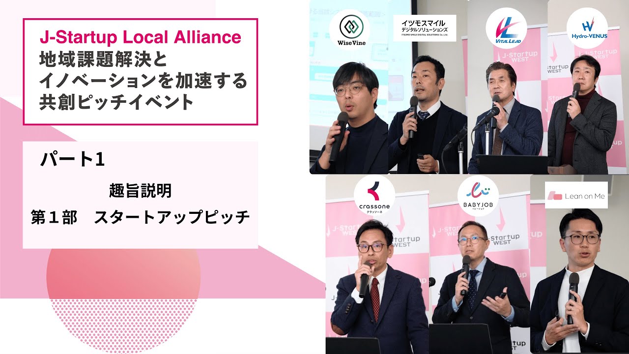 共創ピッチイベント「J-Startup Local Alliance」　パート１（趣旨説明、第１部スタートアップピッチ）