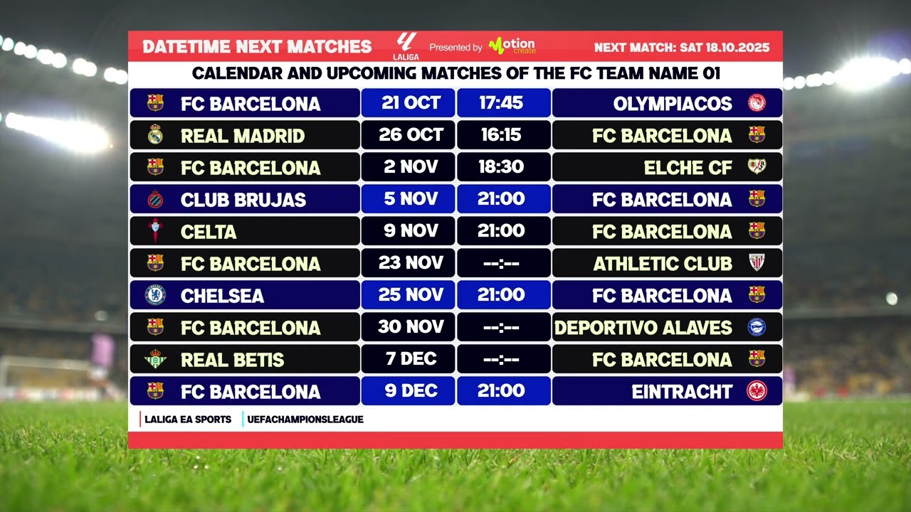 Calendar and upcoming matches of the FC Barcelona