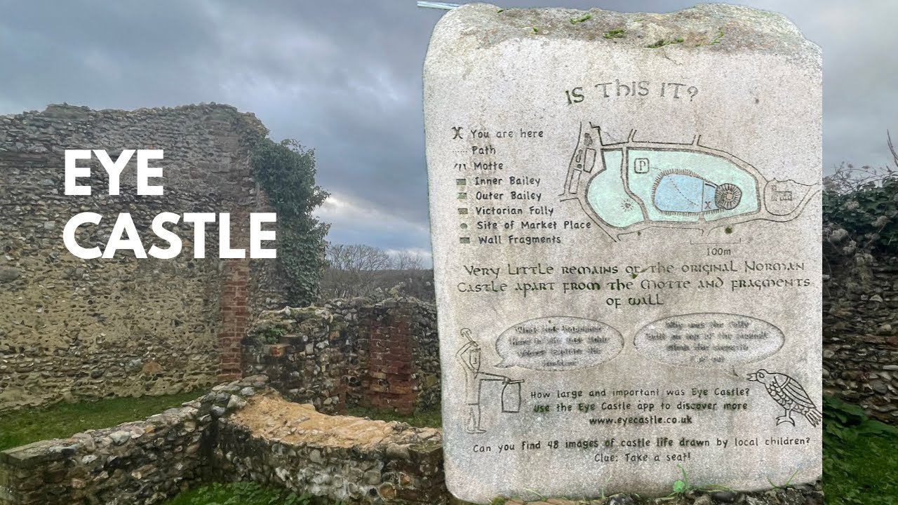 EYE CASTLE WALK (4K) Panoramic Views & Norman History Ruins in Suffolk