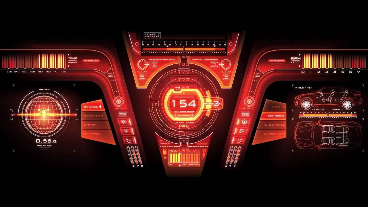 FUTURE DESIGN - Hi-Tech Car User Interface GUI / Dashboard Speedometer