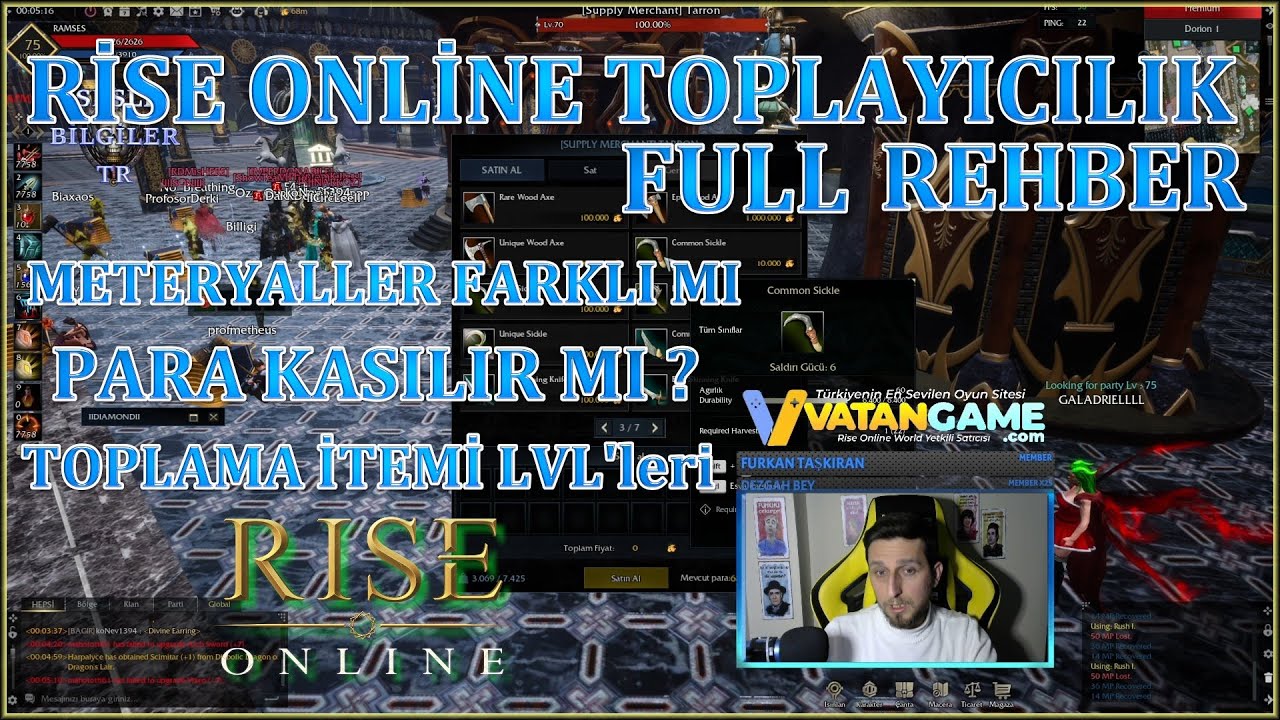 Rise Online TOPLAYICILIK - SIFIRDAN TÜM DETAYLAR - FARM - LVL - METERYAL  REHBER- Sesli Bilgiler TR