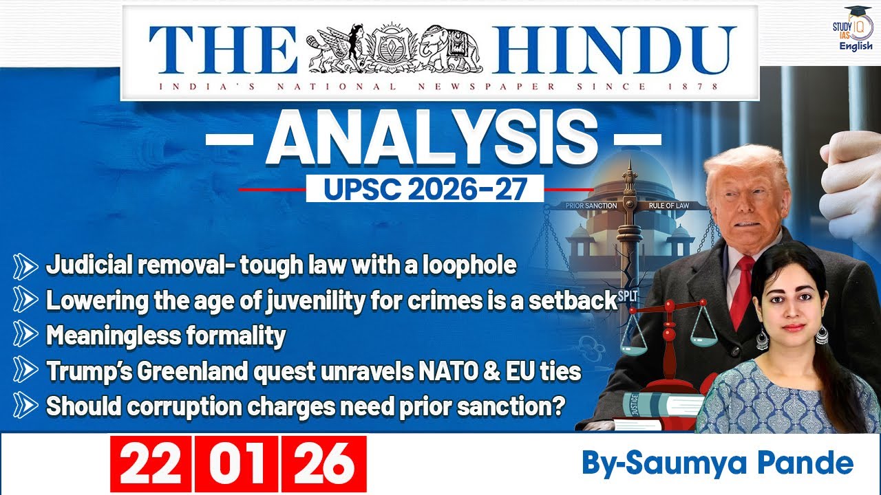 The Hindu Analysis | 22nd January 2026 | Daily Newspaper Analysis for UPSC CSE | By Saumya Pande