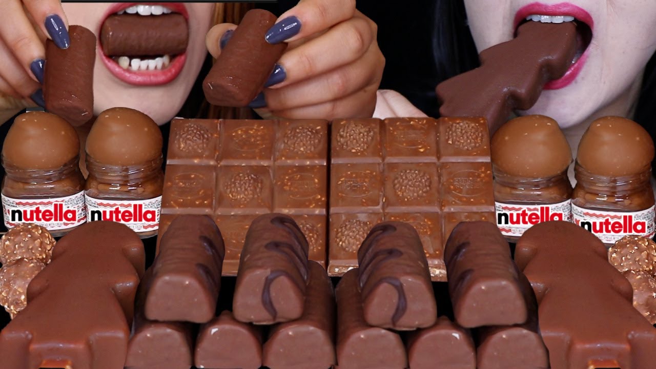 ASMR BABY NUTELLA PUDDING, MINI DOVE ICE CREAM BARS, BUBBLY FERRERO ROCHER CHOCOLATE BAR, POLAPO 먹방