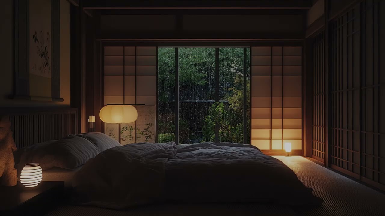A Quiet Bedroom Wrapped in Gentle Rain Sounds for Rest and Sleep
