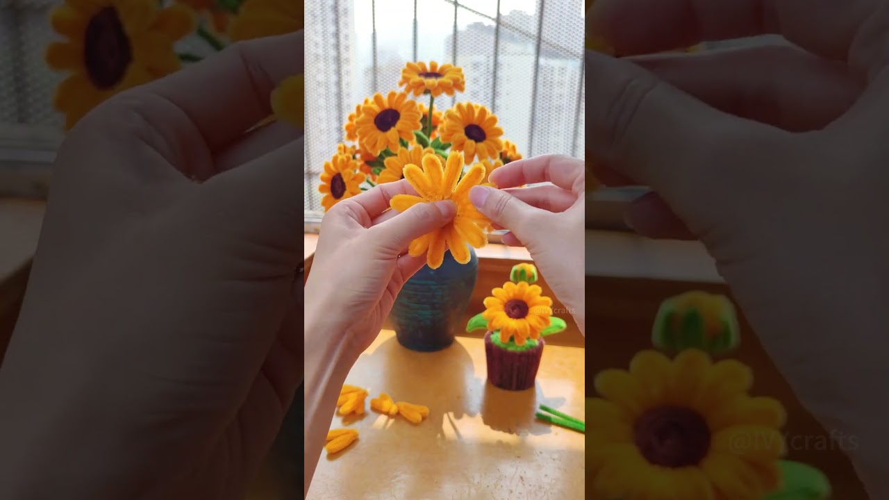 DIY Sunflower Flower | how to make Sunflower with pipe cleaners step by step#diy #craft #flowers