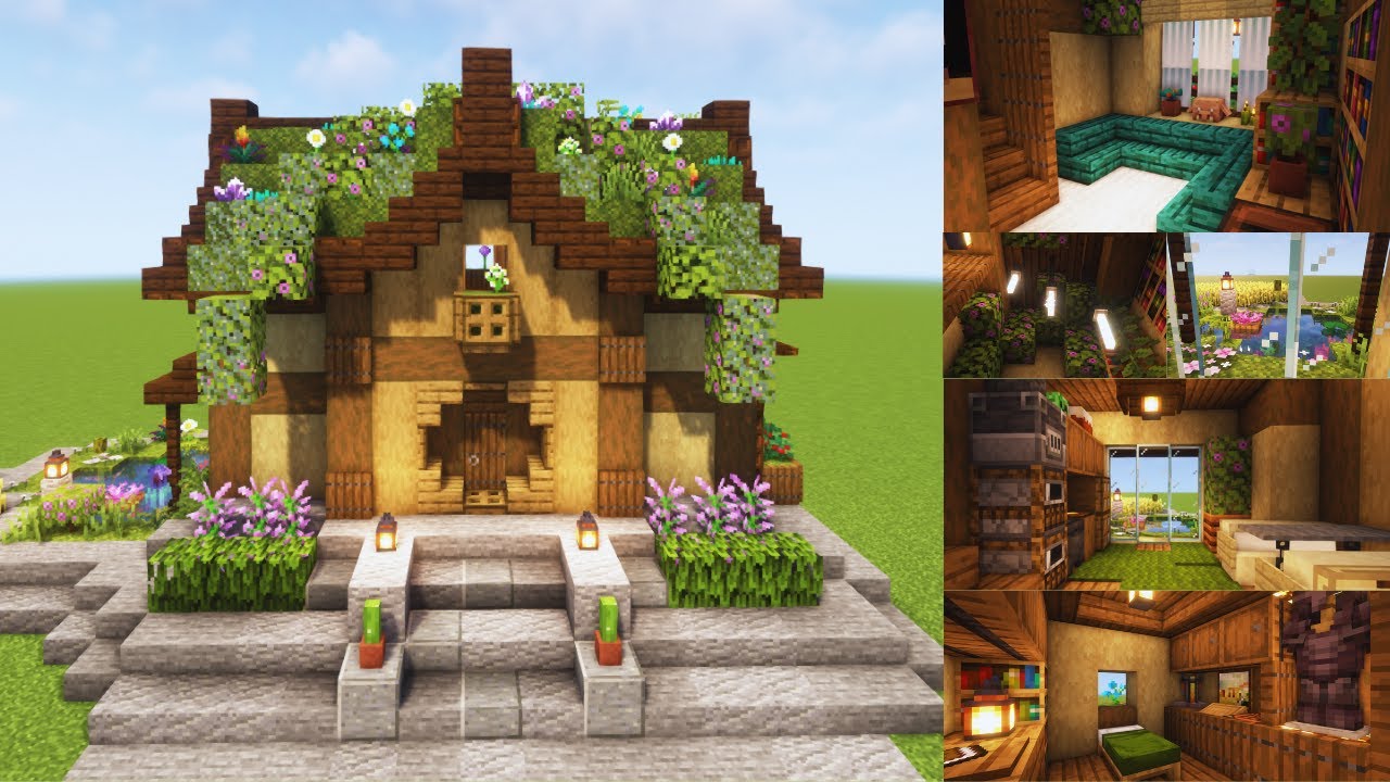 Minecraft: How To build a Small Wooden Cabin (Tutorial + Interior desing۶ৎ)