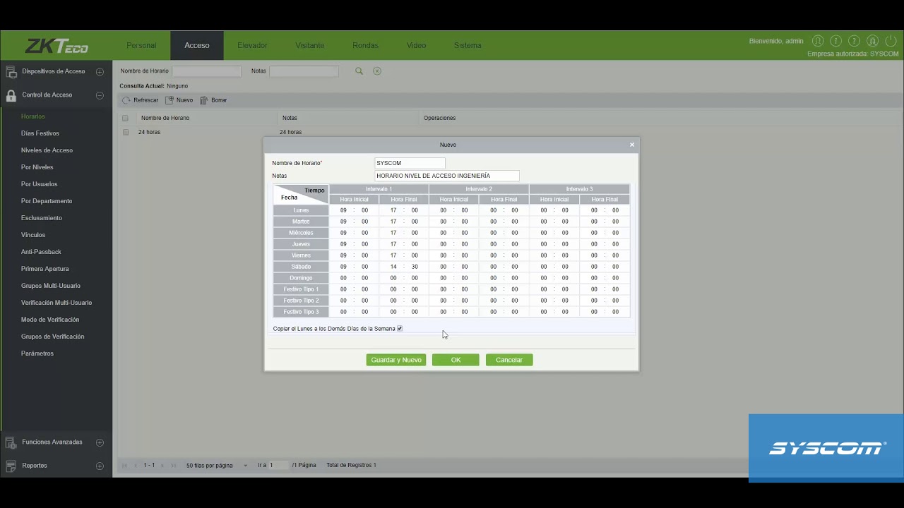 Como Crear un Nivel de acceso en ZKBiosecurity 3 0