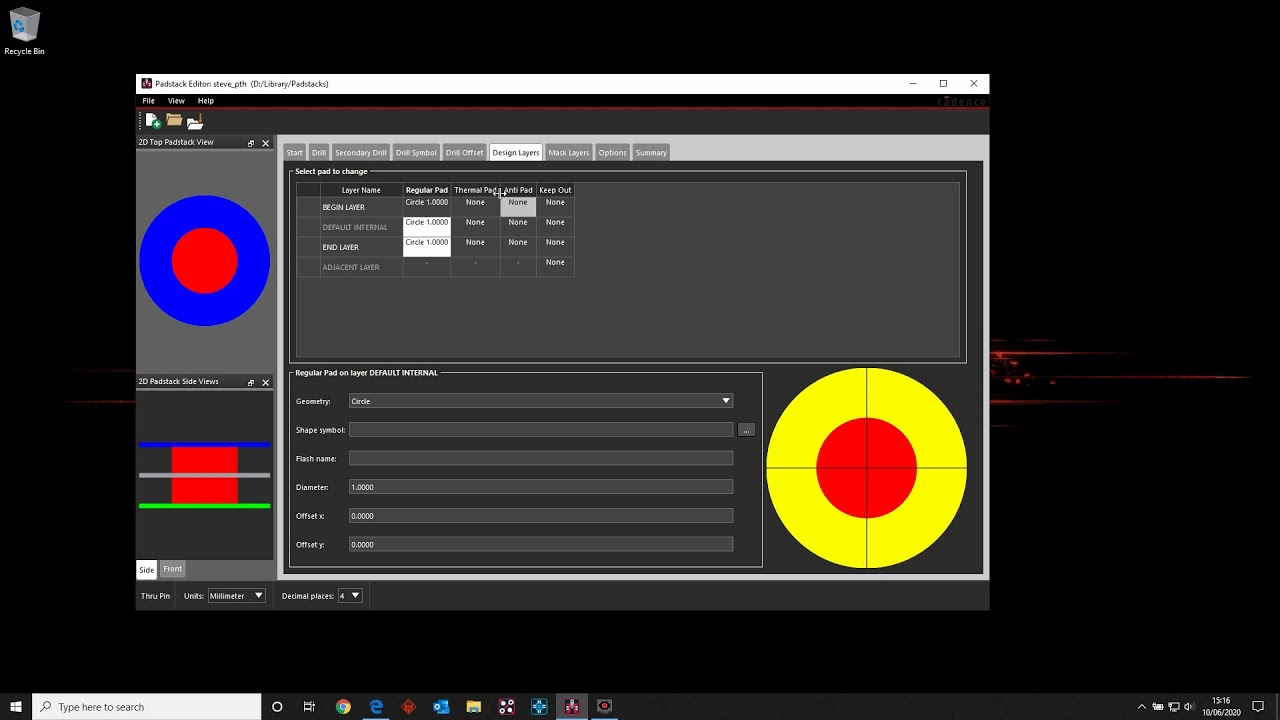 Cadence PCB Padstack Editor