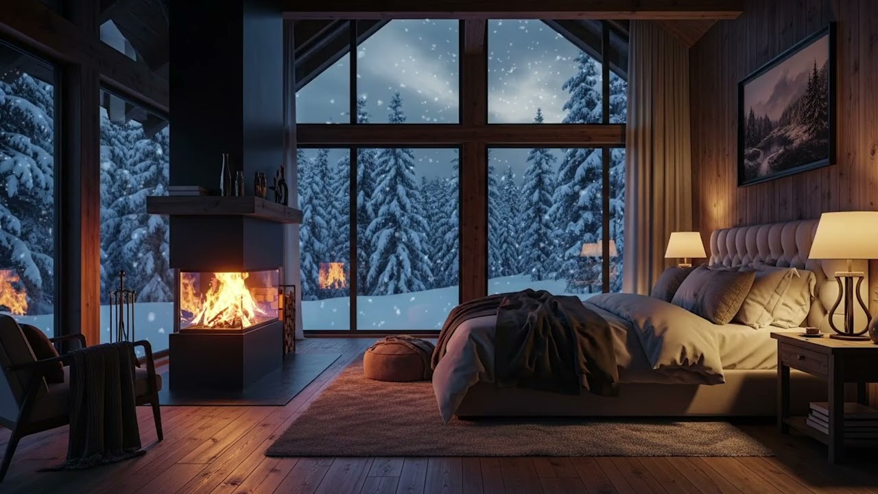 Crackling Fireplace & Gentle Piano – Healing Relax Music for Sleep and Stress Relief