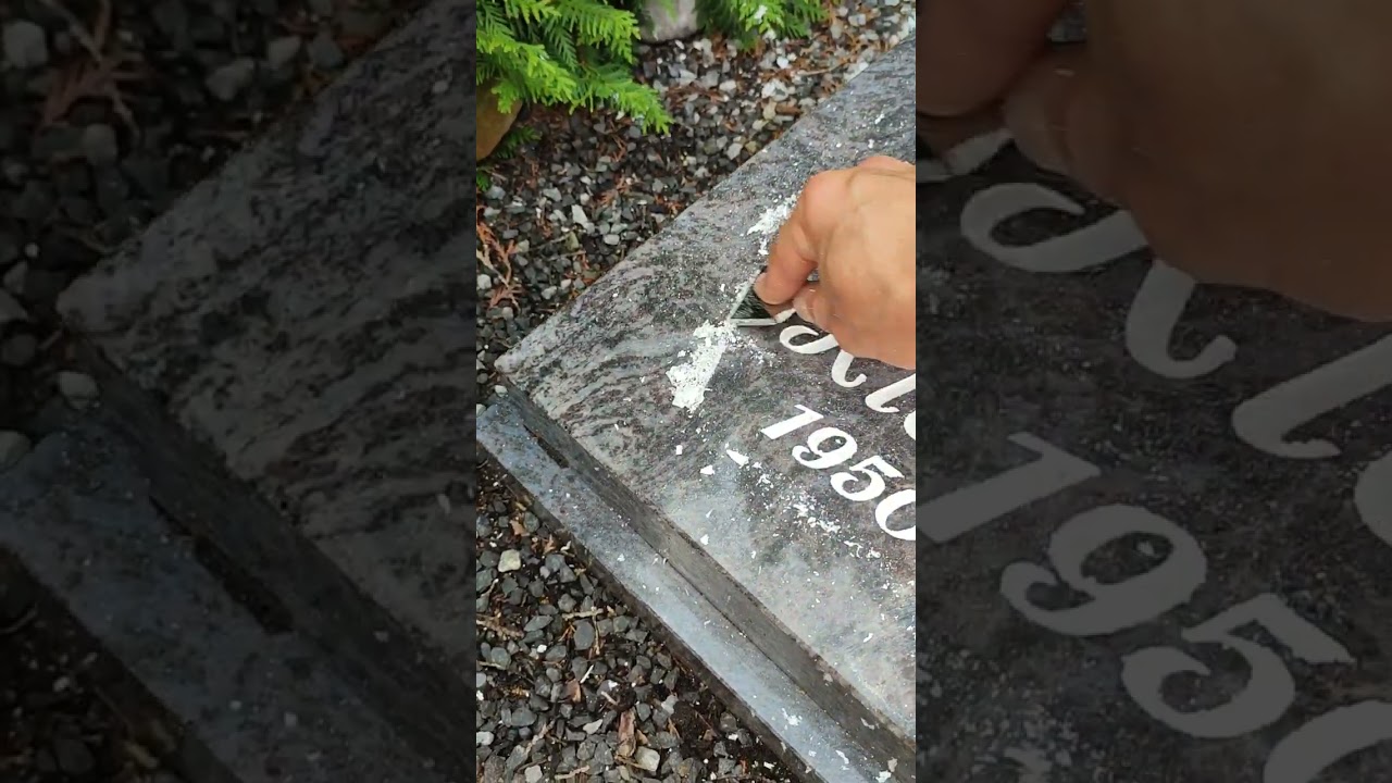 Grabstein Schrift/Gravur/Farbe erneuern  - kleiner Erfahrungsaustausch 🙂 hoffe es hilft 2/3