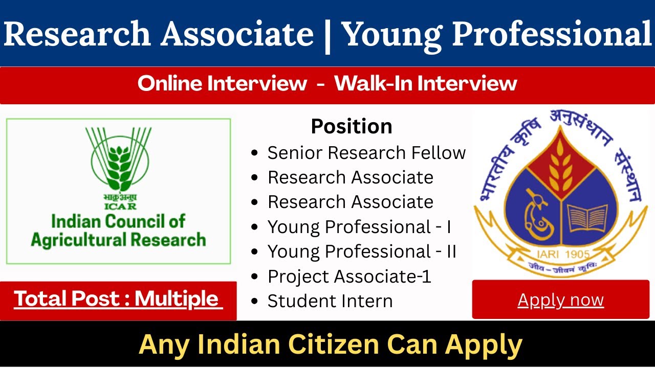 URGENT: ICAR Walk-in Interview 2026 | YP-I & YP-II | Senior Research Fellow Vacancies Out! 🚨