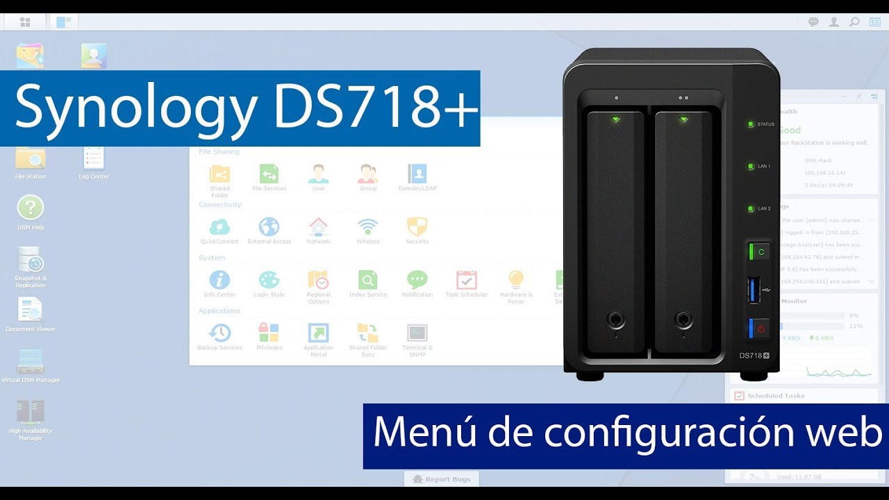 Menú de configuración web del NAS Synology DS718+