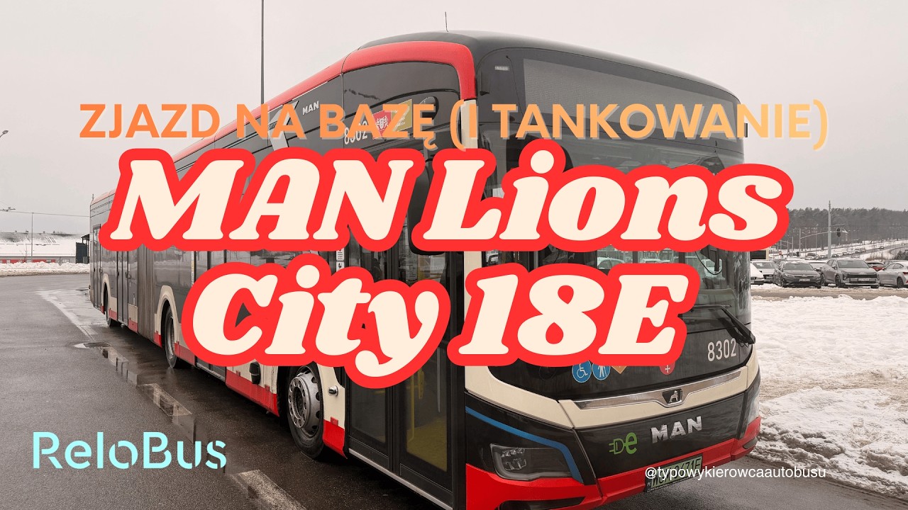 zjazd na bazę ze zmiany (i tankowanie??) elektrycznym MANem Lions City 18E (Relobus / ZTM Gdańsk)